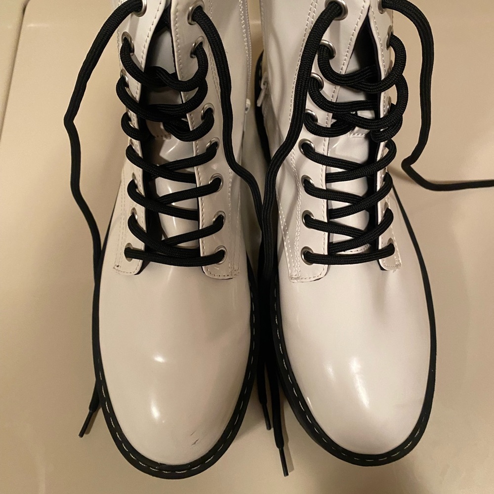 White platform combat boots